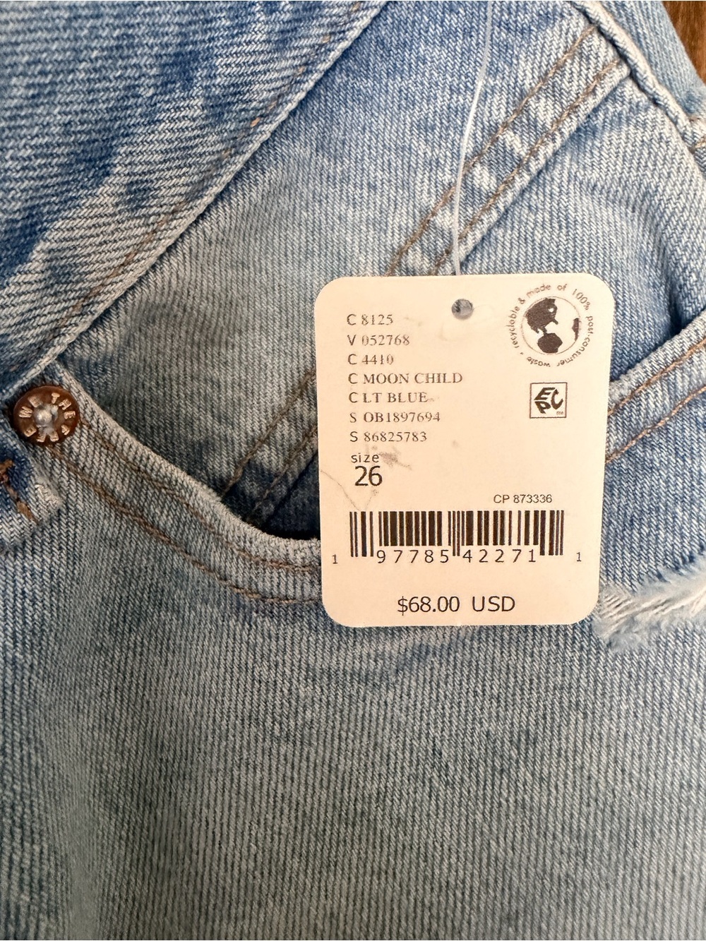We The Free Light Blue Distressed Denim Cutoff Shorts - Picture 3 of 8
